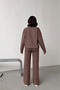 Women's Bitter Brown Basic Elastic Waist Top and Bottom Tracksuit Set Nj154 - 2