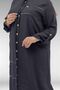 68031 Plus Size Linen Shirt with Stripe Detail - Black - 2