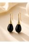 Damla Model Gold Earring Series White Black Red Yellow Stone Minimal Luxury Women's Earrings - 6