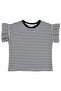 Striped Flywheel Sleeve T-Shirt for 6-9 Years Old - Black
