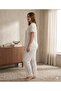 Vine Flower Summer Lycra Patterned Women's Terry Fleece Pajama Set - 4