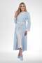 Mecit 6386 Blue Large Size Women's Dressing Gown Buttoned Pajamas and Long Sleeve Nightgown Set - 2