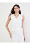 Off White Paisley Lace V Neck Waistcoat - 3