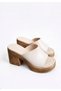Pera; Beige, 9 cm Platform Heeled Women's Slippers - 2