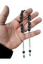 Silver Watermelon Slice Embroidered Erzurum Oltu Stone Zaza Prayer Beads 36 cm - 7