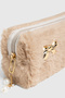 Plush Fabric Bowknot Detailed Pencil Case and Makeup Bag with Pearls - Aesthetic Soft Organizer - 5