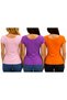 Women's Balerine Collar Bodysuit 3-Piece Set - Powder Pink Purple Orange - 2