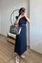 Navy Blue Modal Padded Dress