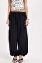 Women's Relax Fit Comfortable Cut Viscose Fabric Wide Leg Black Trousers - 2