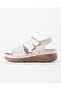 Women's Comfortable Sandals Anatomical Sole Daily Summer Use Beige Faux Leather - 2