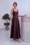 Women's Polka Dot Square Neck Strappy Midi Flared Evening Dress and Graduation Dress Brown, White, Black