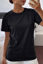 Women's T-Shirt Black Crew Neck Basic T-Shirt 100% Cotton Comfortable Fit T-Shirt
