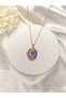 Women's Gold Color 2.5cm Photo Medallion Necklace with Stone and Enamel, Openable Cover, Elegant Gift - 4