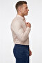 Beige Slim Fit Lycra Easy-Ironing Hidden Button Men's Shirt 2602614 - 4