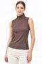 Women's Half Turtleneck Ribbed Camisole Undershirt Stylish Blouse Badi - Brown