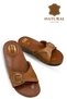 Genuine Leather Women's Slippers - Women's Slippers with Hallux Valgus Support and Gel Sole, Tan - 4