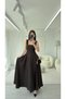 Design Brand Equivalent Back Bow Tie Detail Premium Series Square Collar Long Flared Skirt Polka Dot Stylish Fussen Dress - 5