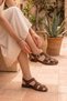 Sisy Pin Detail Front Closure Imported Model Women's Sandals Brown - 3