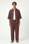 Lyocell blend striped zippered linen shirt - burgundy - 4
