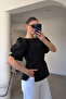 Balloon Sleeve Pearl Detailed Design Blouse - Black - 4