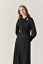 Satin Black/Ecru Dress with Scarf Detail and Belt 0601 - 2