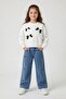 Ecru Stone Bow Patterned Badili Jean Pants and Top Set for Girls 24157 - 2