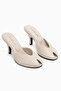 Elsy Genuine Leather Beige Closed-Front Heeled Women's Slippers - 4