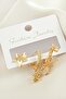 Ilkeshop 3 Pieces Star Zircon (15811) Stone Earrings-Yellow - 2