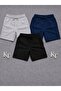 Shorts Three Pieces Black Gray Navy Blue for Daily Use