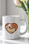 330ml Printed White Ceramic Mug with Heart and Dog Figure