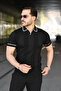 Men's Textured Pattern Collared Short Sleeve T-Shirt