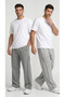 Men's 2-Pack Ribbed Wide-Leg Baggy Sweatpants with Back Pockets, Comfortable Fit