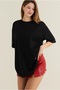 Oversize Women's T-Shirt 2 Thread Fabric Crew Neck Low Sleeve Basic Casual Top