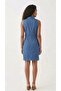Women's Blue Double Breasted Collar Sleeveless Denim Jean Dress - 3