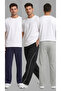 Men's 3-Pack Ribbed Wide-Leg Baggy Sweatpants with Back Pockets, Comfortable Fit