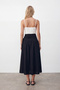 Women's black tie-waist zippered lined midi poplin skirt alc-x15519 - 4