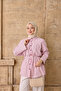 Women's Striped Patterned Waist-Tie Shirt Pink