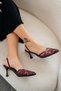 Buma Tulle Lace Detailed Heeled Evening Dress Shoes Burgundy - 4
