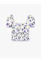 Short Sleeve Gipeli Boat Neck Cotton Floral Blouse - 4