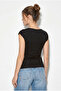 Women's Black White Coffee Blue Degaje Collar Side Gathered Detailed Lycra Four-Piece Blouse 6157 60286227 - 4