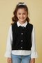 Black Knitwear Cardigan Long Sleeve Girls' Shirt 2-Piece Set 24144 - 3