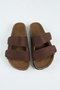 Vega Women's Vegan Leather Double Strap Velcro Brown Slippers