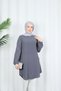Stone Detailed Sleeve Tunic Anthracite Hnt7518 - 7