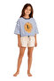Girl's Striped Printed Crop T-Shirt - 5