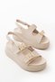 Zri̇n-1185 Premium Beige Wedge Heel Women's Sandals