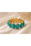 Turquoise Stone Detailed Gold Color Flexible Women's Bracelet - 3