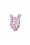Girl's Cotton Pink Checkered Floral Patterned Swimsuit - 2
