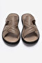 Men's Cross-Strapped Slippers Real Leather Dc 1143 Kum - 5