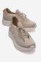 Buckle-Tied Knitwear Women's Sports Shoes Beige