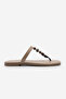 Women's Blunt Toe Flip-Flop Strap Beaded Daily Slippers Dekase Mink - 4
